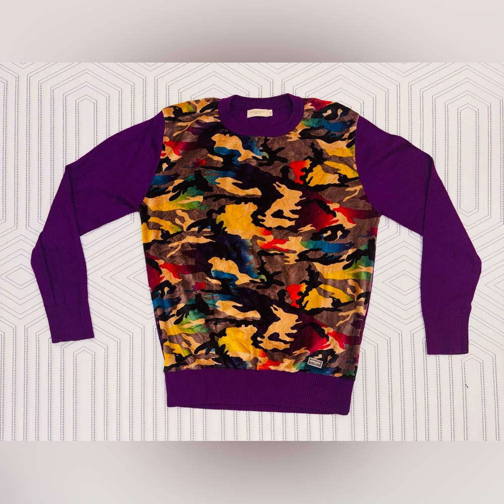 Burberry Brit | Medium Wool & Cashmere Sweater | Purple MultiColor Camouflage